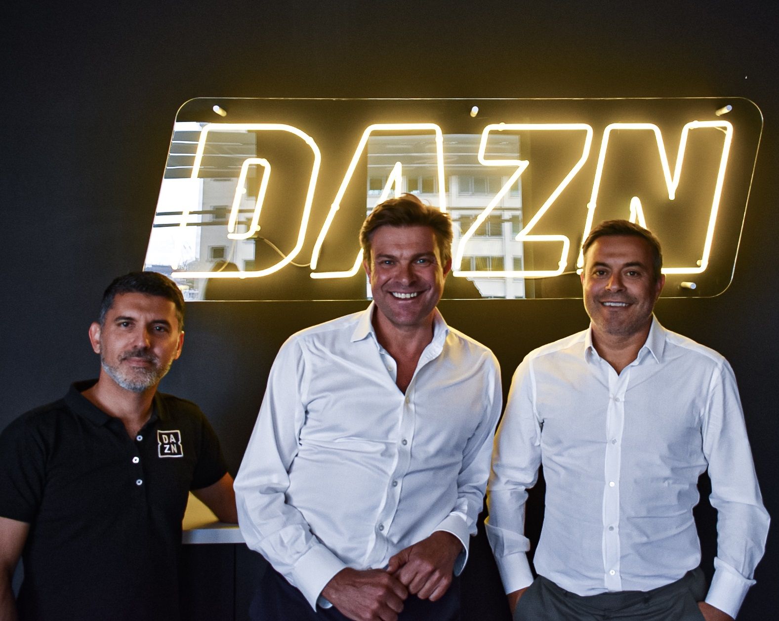 Shay Segev, Marc Watson y Andrea Radrizzani, ejecutivos de Dazn.