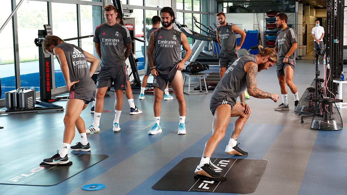 Los jugadores del Real Madrid, claves con su rebaja salarial, entrenando para 2020-2021.