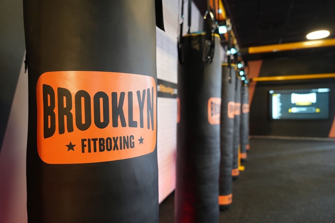 Los gimnasios de Brooklyn Fitboxing cuentan con diferentes sacos alineados