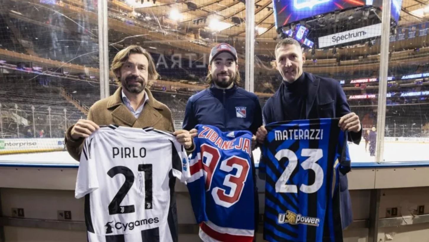 Pirlo y Materazzi intercambian camisetas estrella NHL