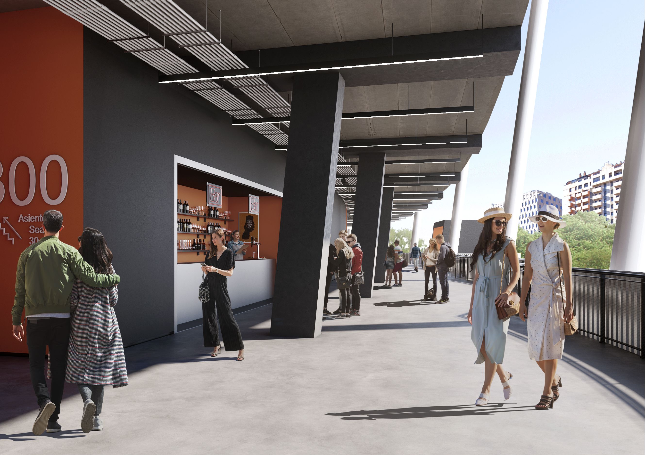 Valencia CF Nou Mestalla Aramark Restauracion Estadio render
