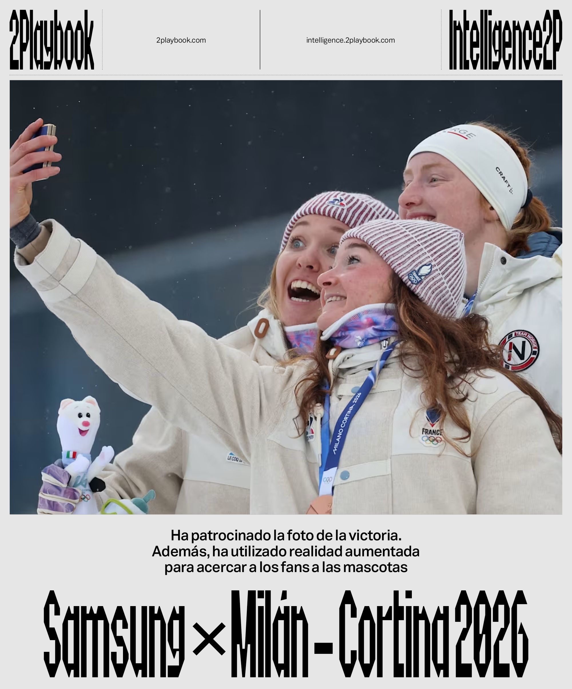 Los atletas pudieron inmortalizar su momento en el podio con una foto realizada con un móvil de Samsung