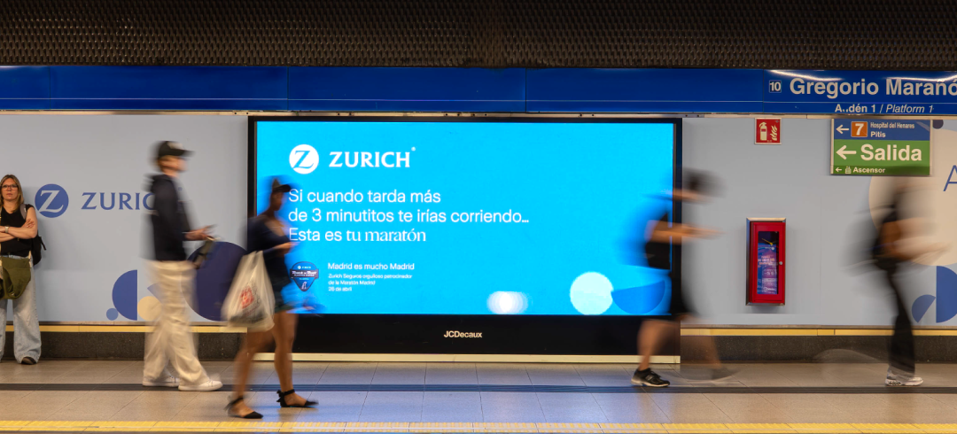 Zurich lanza una potente campaña de comunicación en opis digtales y lonas con la llegada del maratón en las principales ciudades de España.