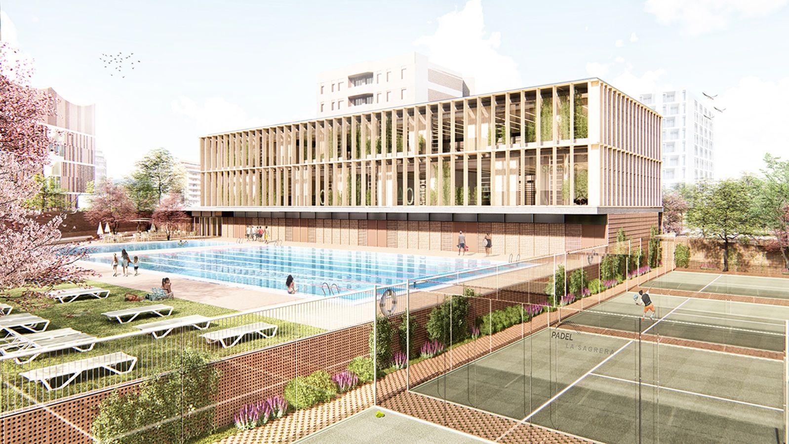 CEM La Sagrera render gimnasio municipal Barcelona fachada