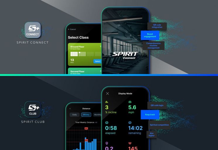 Spirit Connect, la app del centro, y Spirit Club, la app del socio. Imagen Spirit Fitness. Spirit Connect, la app del centro, y Spirit Club, la app del socio. Imagen Spirit Fitness.
